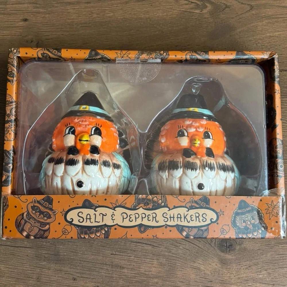 🧡 NEW Johanna Parker Turkey Salt Pepper Shakers Thanksgiving Fall Transpac NIB